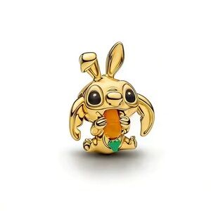 Disney Lilo and stitch Easter bunny charm in gold